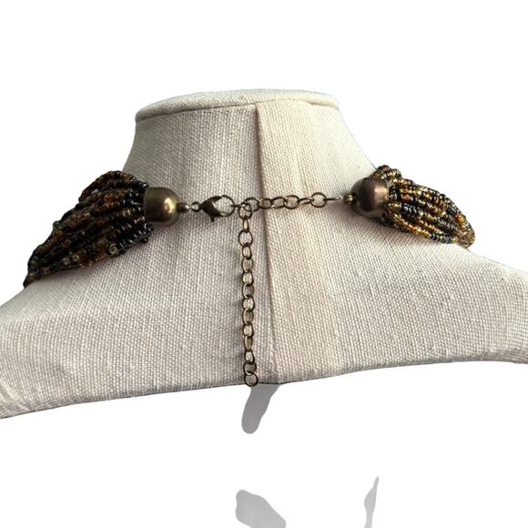 Vintage Lot of 5 Neutral Toned Beaded Statement‎ Necklaces - Picture 3 of 11